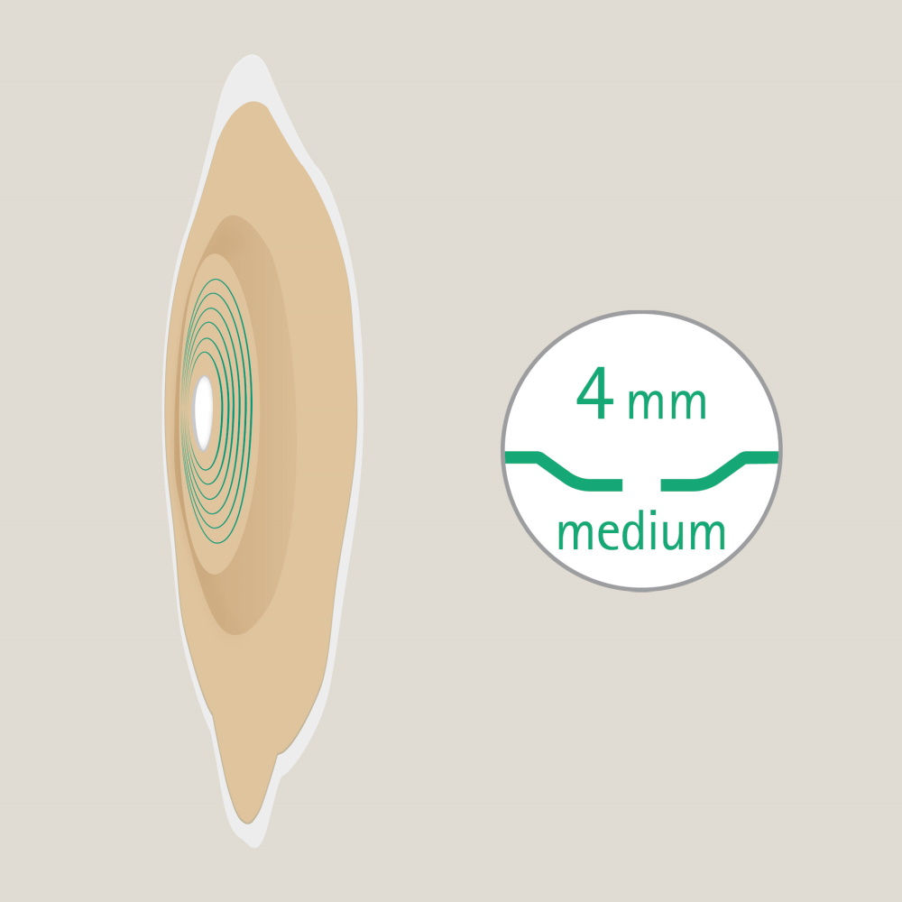 Vue latérale de la plaquette convexe Flexima Active O' de 4 mm de profondeur