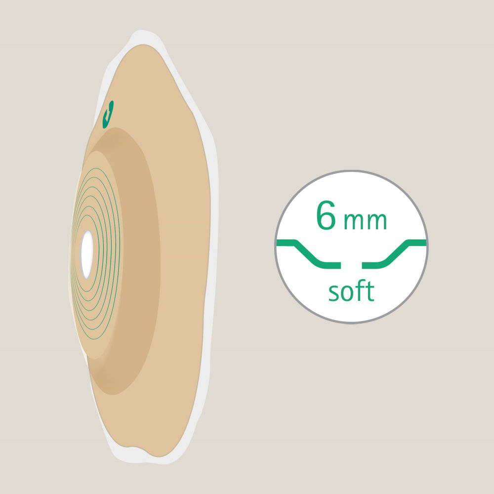 Vue latérale de la plaquette convexe Flexima Active O' de 6 mm de profondeur