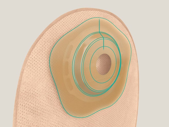 Macro plaquette convexe Flexima Active O' avec lignes vertes soulignant la convexité douce